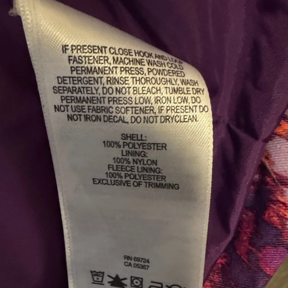 Columbia Kids Purple Floral Waterproof Coat with Pink & Orange Accents - Picture 12 of 14